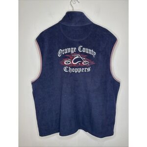 Vintage Orange County Choppers Fleece Vest Mens XXL Blue Zip Up Embroidered Logo
